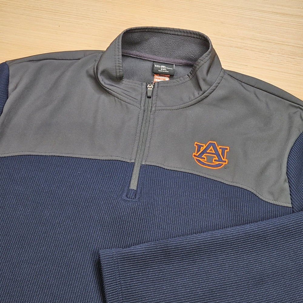 Auburn Tigers Fleece Quarter Zip Mens XXL Navy Pullover Colosseum NCAA War Eagle